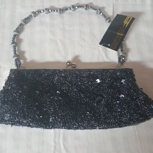 Sasha new evening bag blue/gray w tags beaded w bling